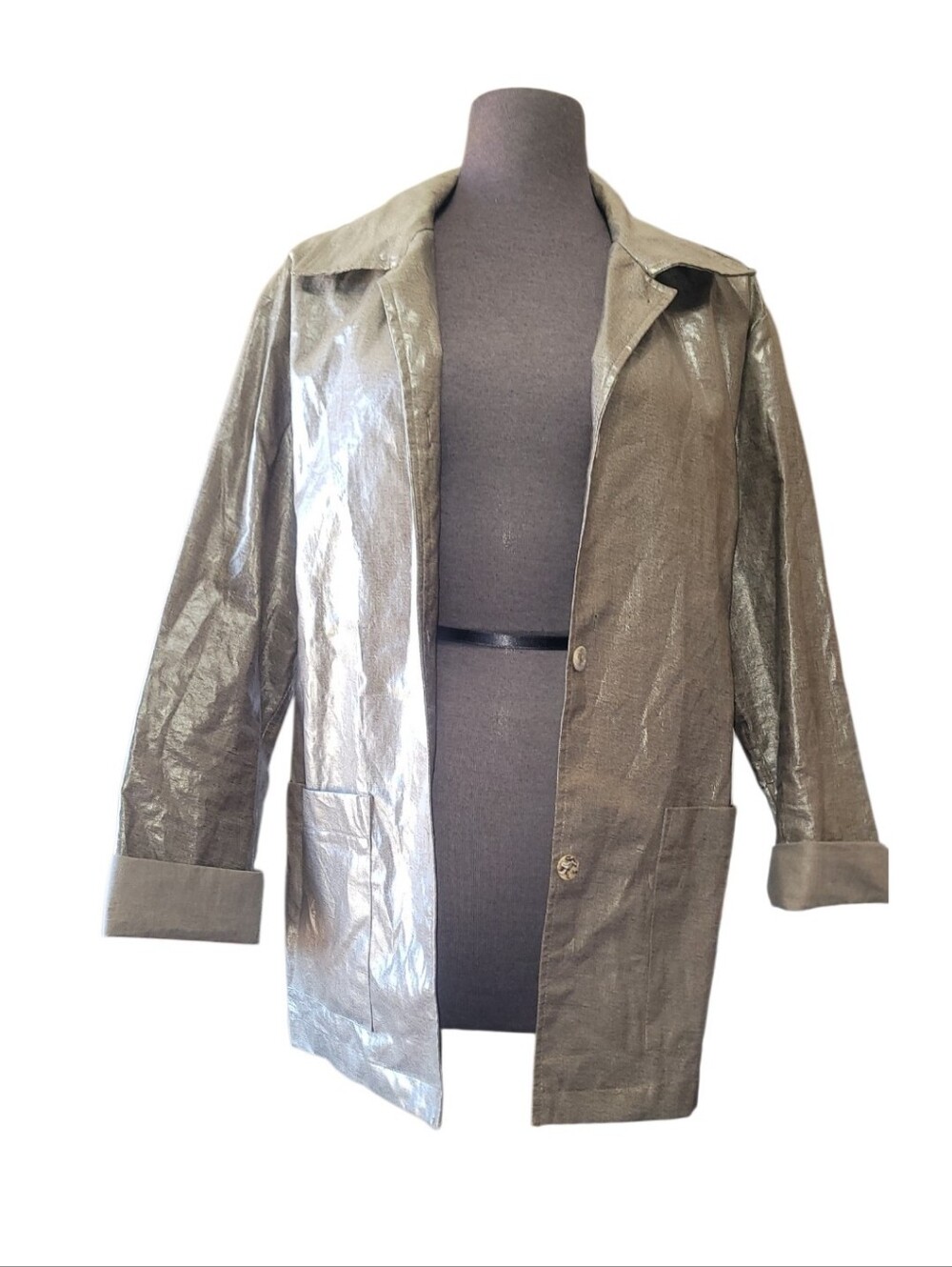 Vintage Robert Krugman Waxed Linen Lightweight Coat 80s